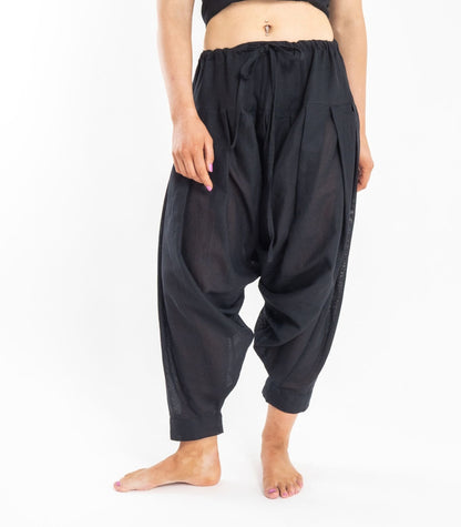Organic Khadi Patiala Pants -Black