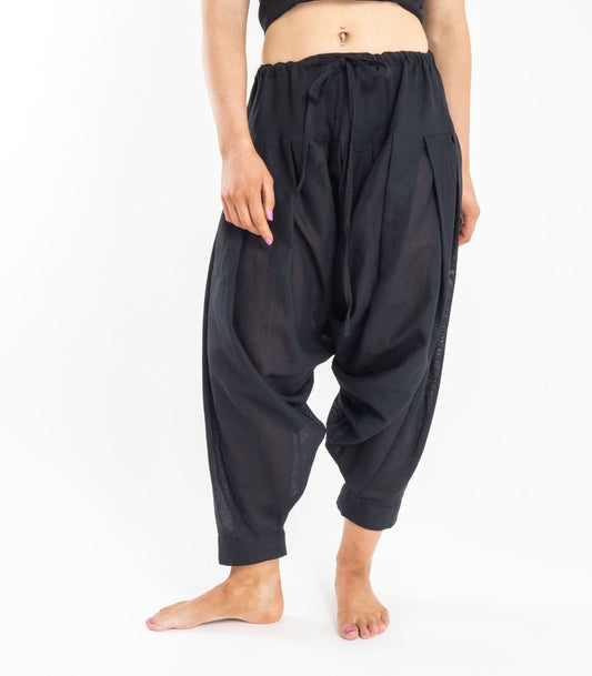 Organic Khadi Patiala Pants -Black