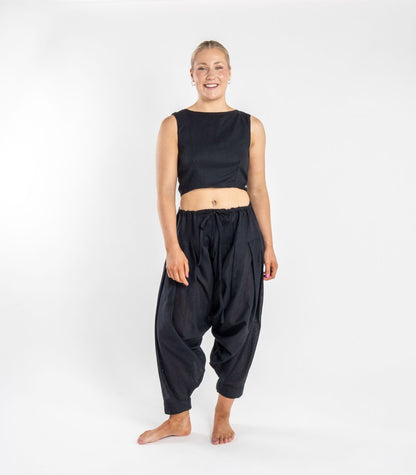 Organic Khadi Patiala Pants -Black