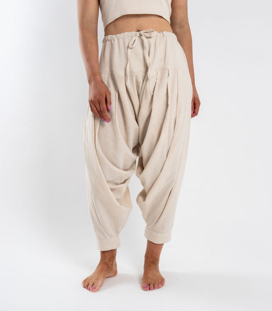 Organic Khadi Patiala Pants - Natural