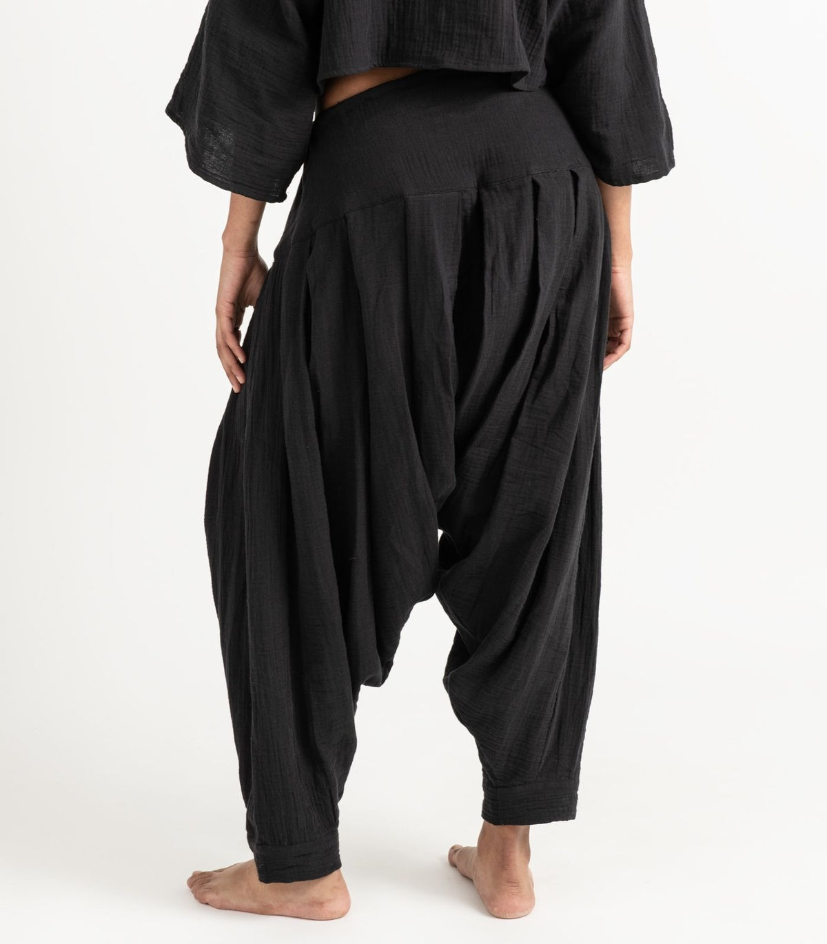 Organic Muslin Patiala Pants - Black