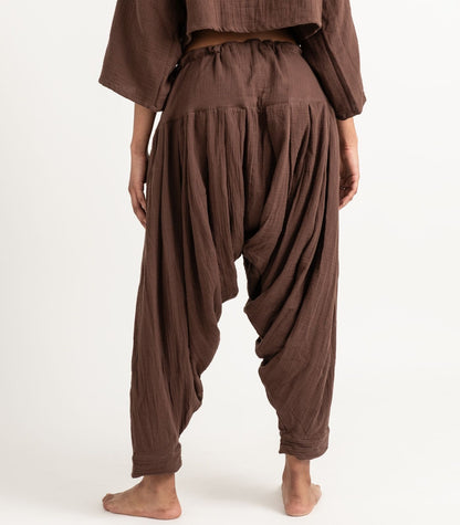 Organic Muslin Patiala Pants - Chocolate