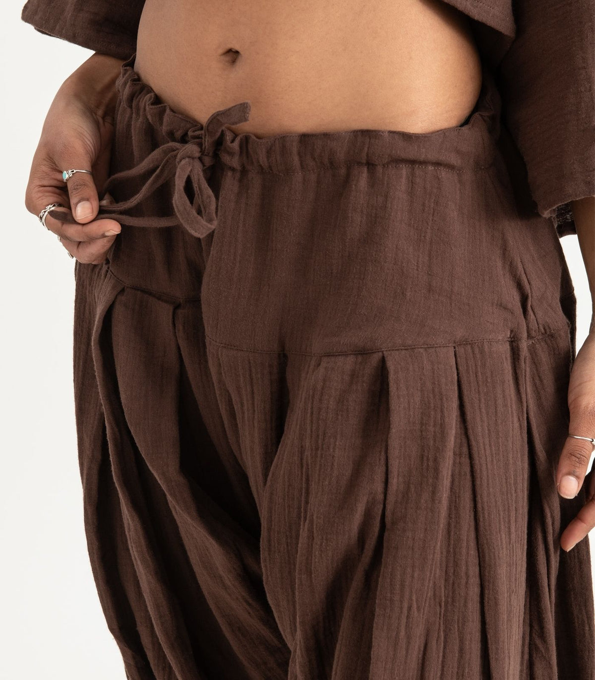 Organic Muslin Patiala Pants - Chocolate