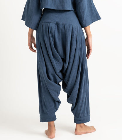 Organic Muslin Patiala Pants - Indigo