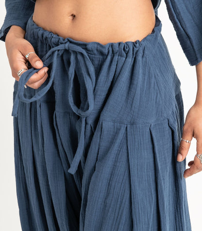 Organic Muslin Patiala Pants - Indigo