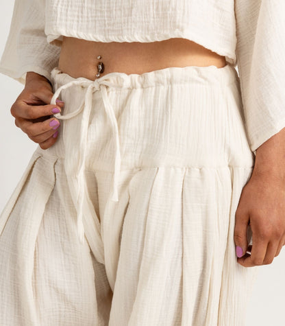 Organic Muslin Patiala Pants - Natural