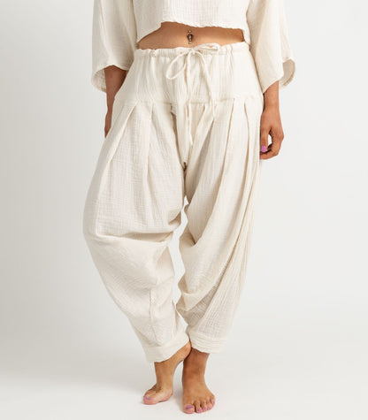 Organic Muslin Patiala Pants - Natural