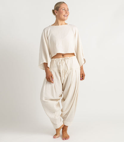 Organic Muslin Patiala Pants - Natural
