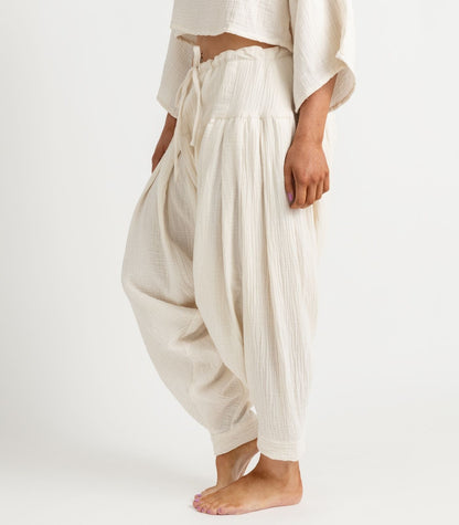 Organic Muslin Patiala Pants - Natural