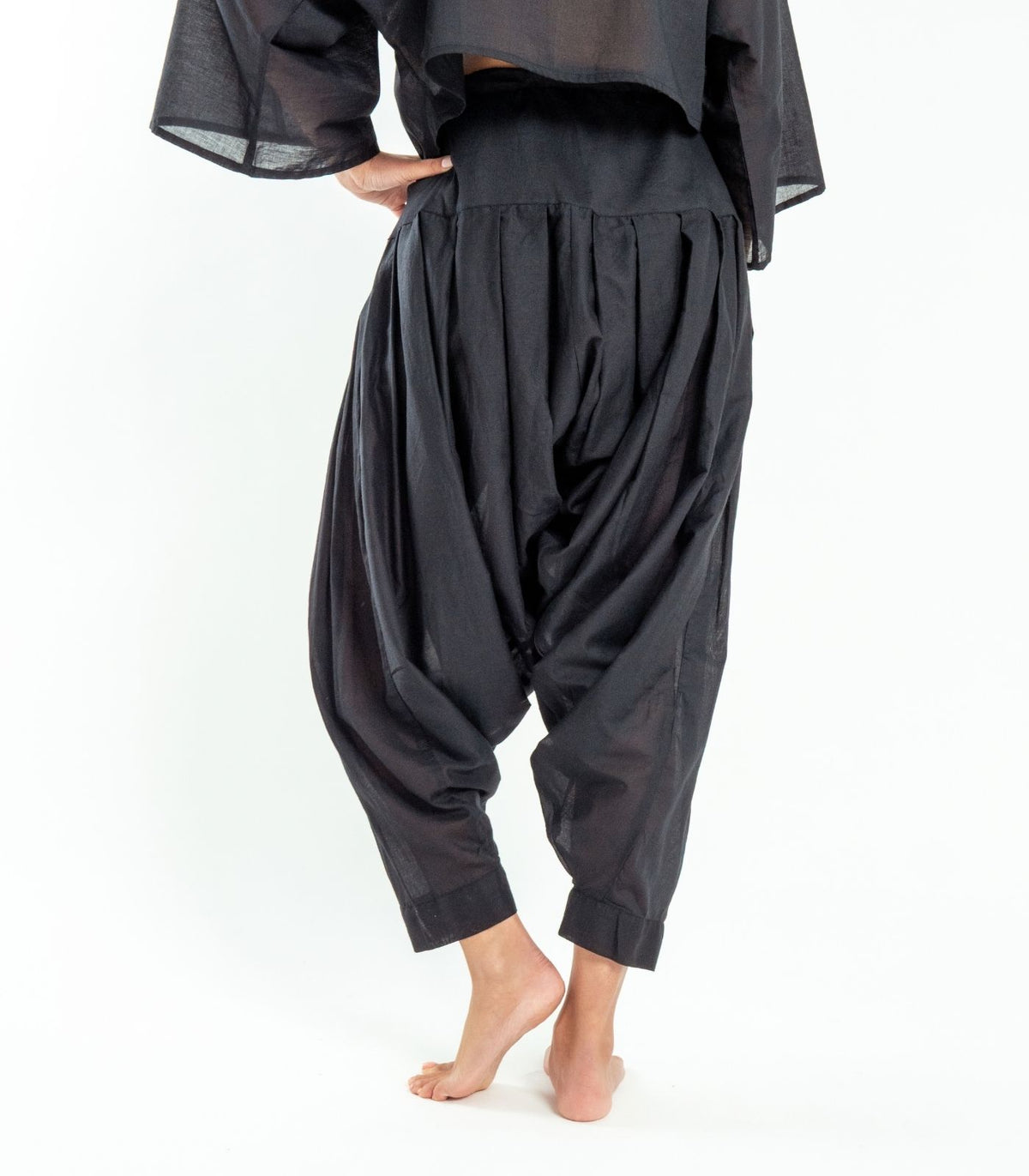 Organic Voile Patiala Pants - Black