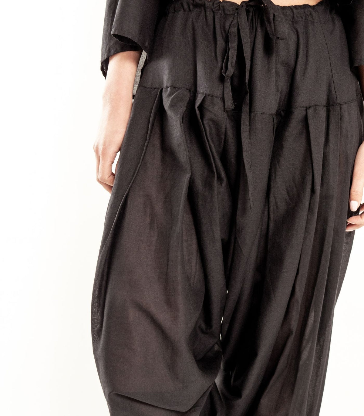 Organic Voile Patiala Pants - Black