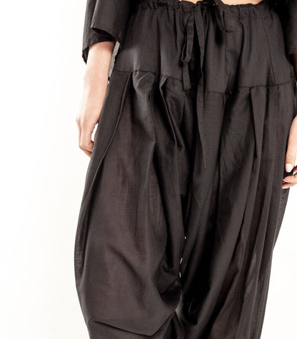Organic Voile Patiala Pants - Black