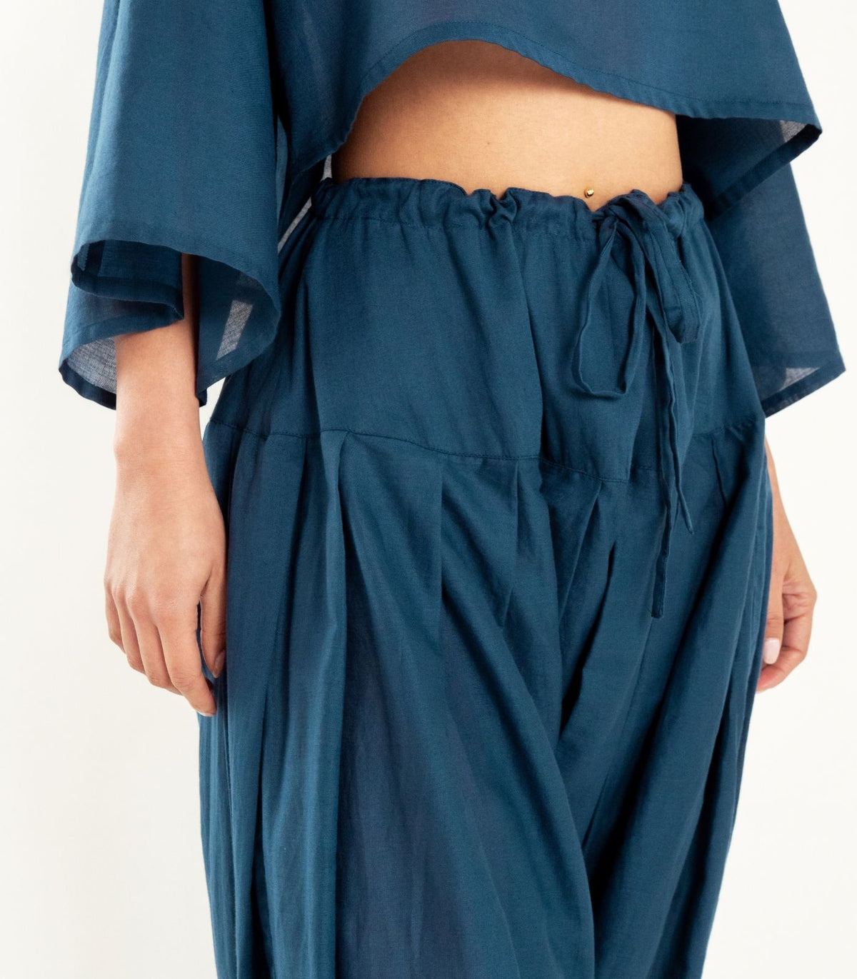 Organic Voile Patiala Pants - Indigo