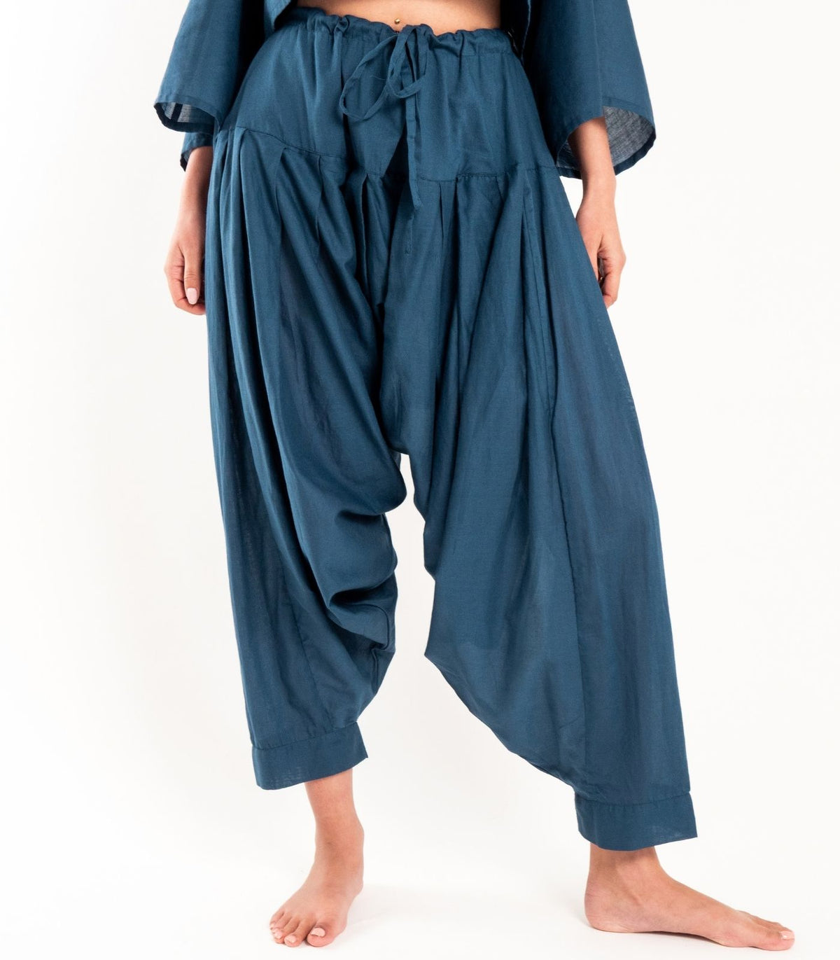 Organic Voile Patiala Pants - Indigo