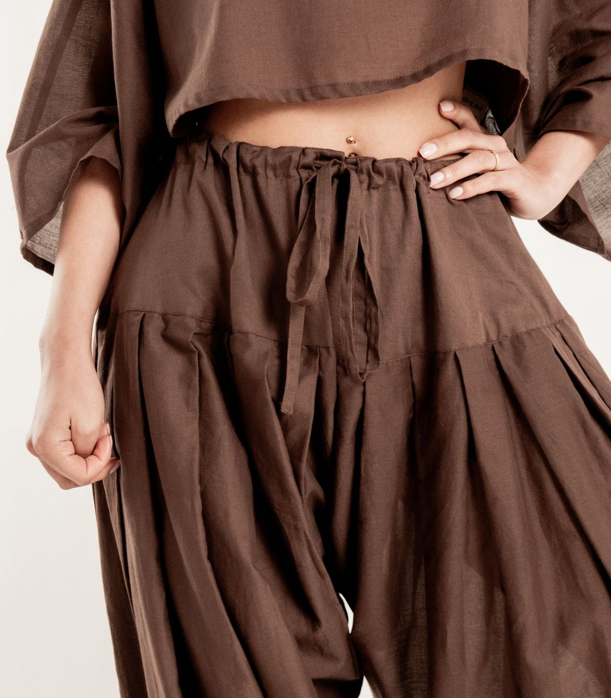 Organic Voile Patiala Pants - Chocolate