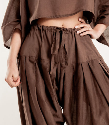 Organic Voile Patiala Pants - Chocolate