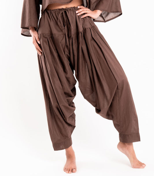 Organic Voile Patiala Pants - Chocolate