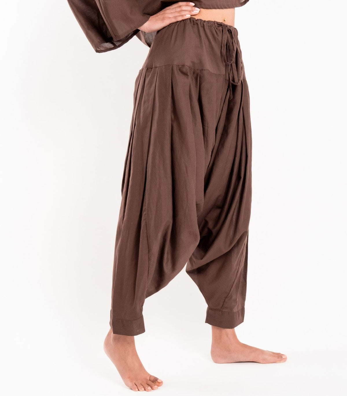 Organic Voile Patiala Pants - Chocolate