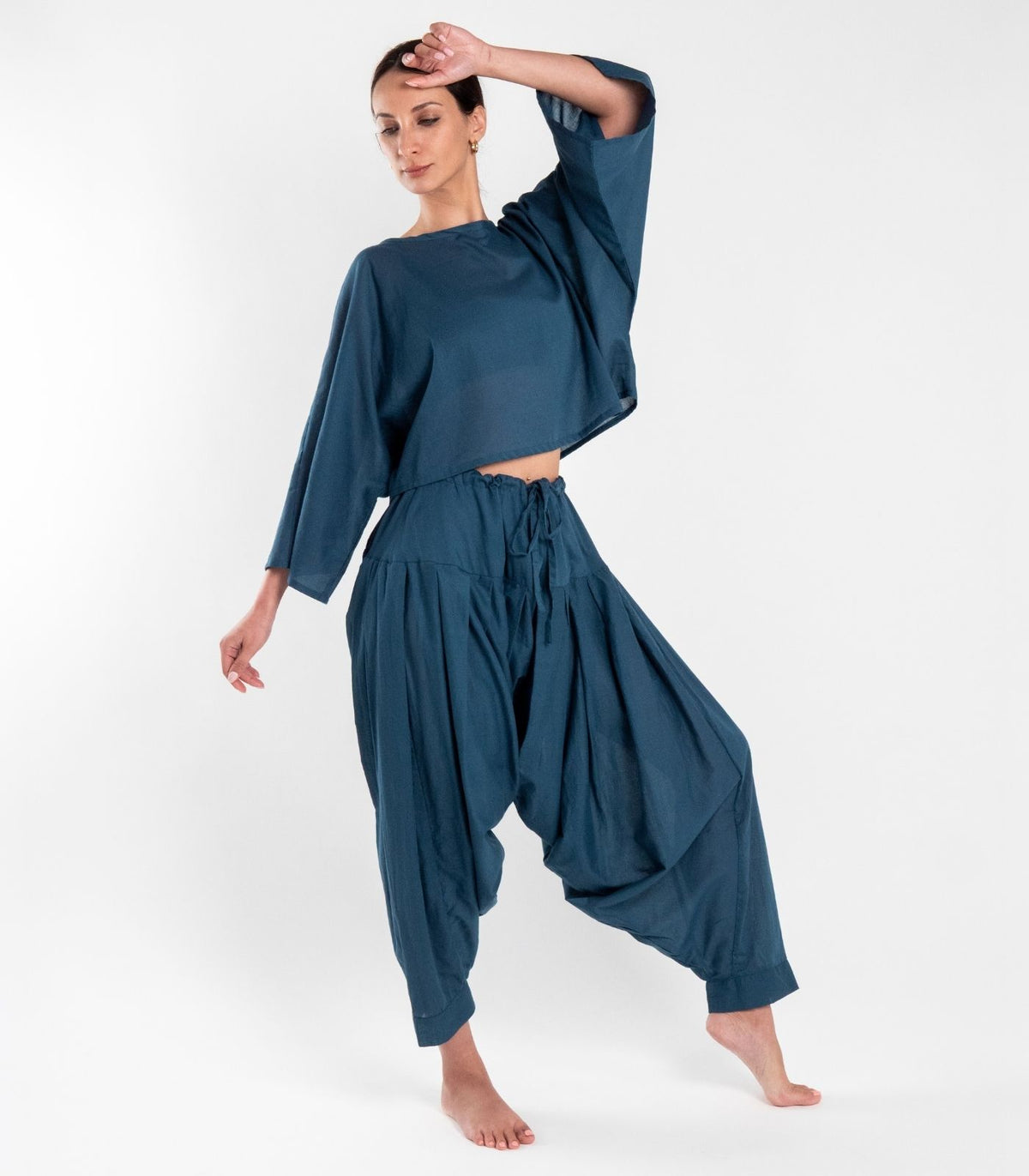 Organic Voile Patiala Pants - Indigo