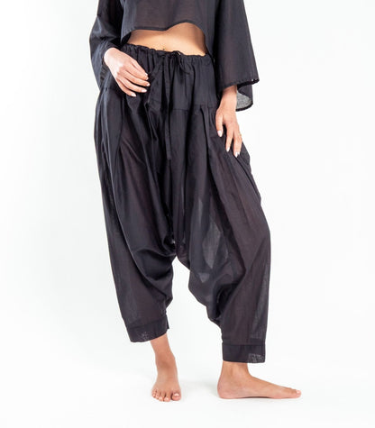 Organic Voile Patiala Pants - Black