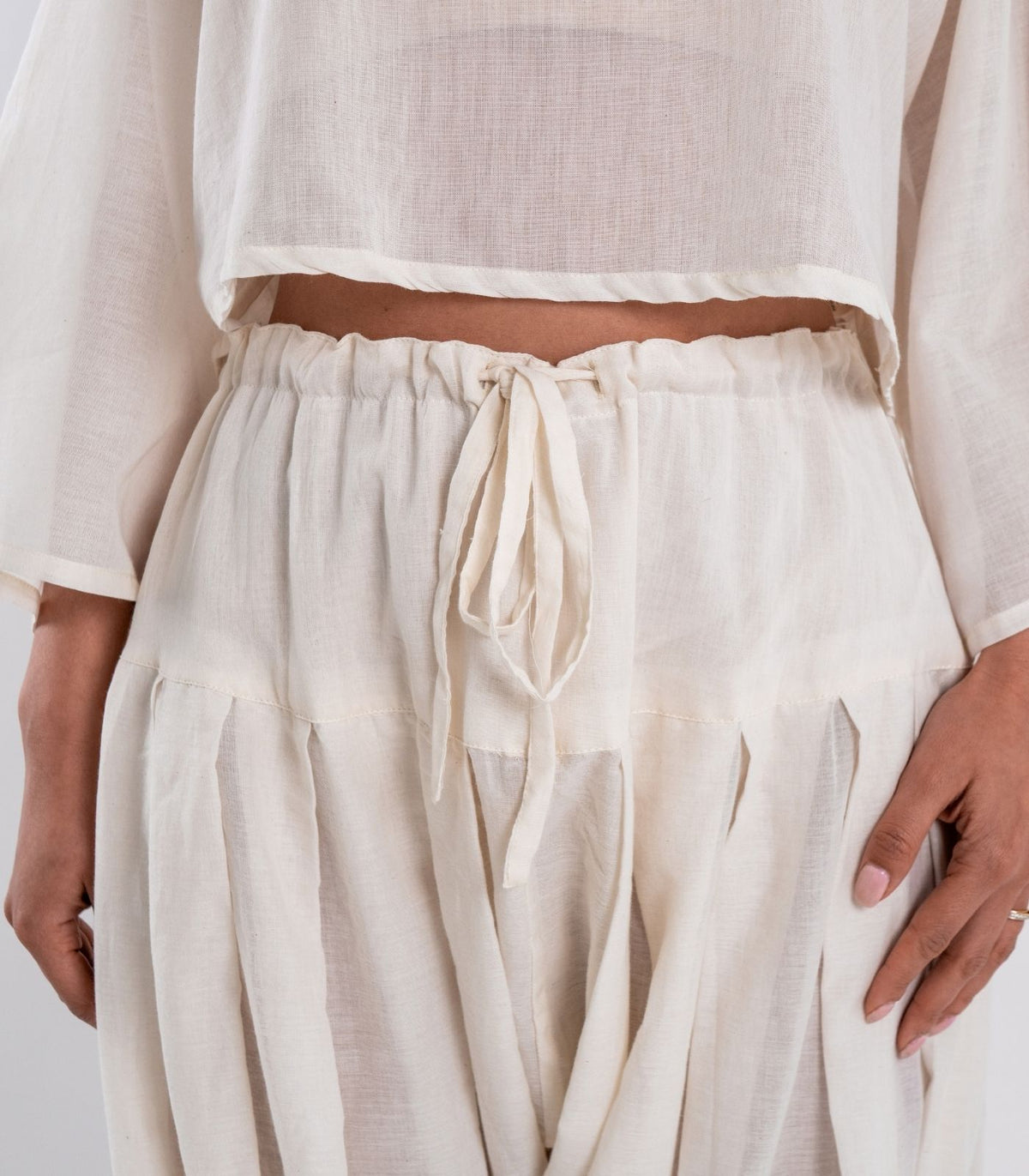 Organic Voile Patiala Pants - Natural