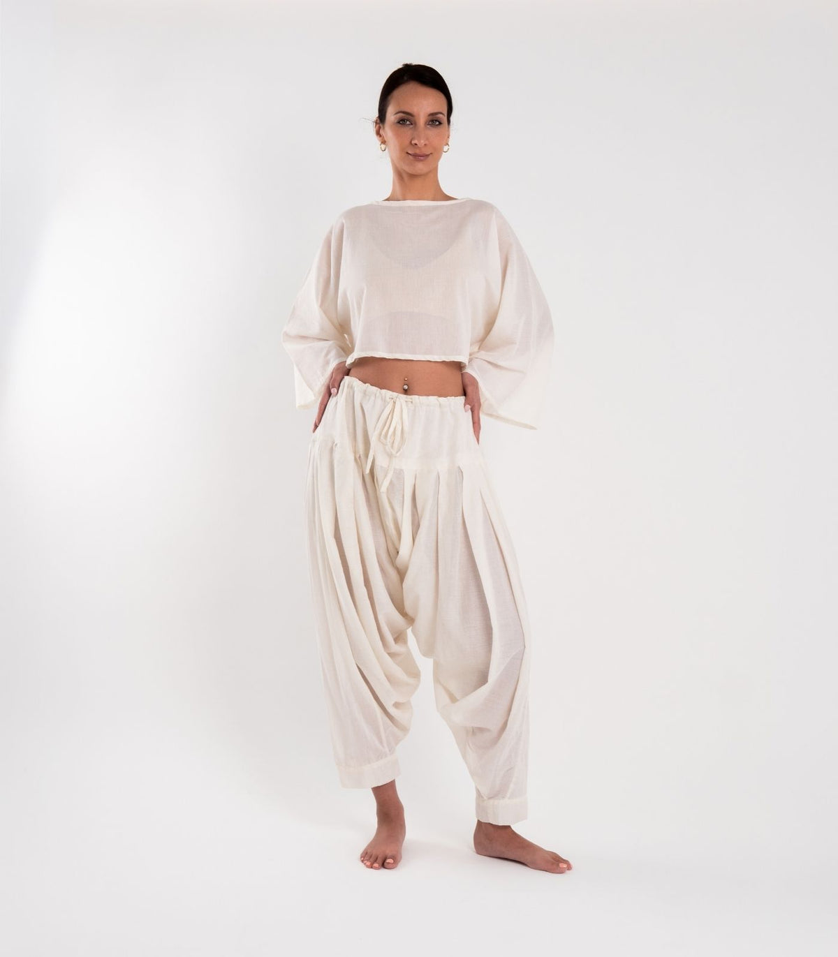 Organic Voile Patiala Pants - Natural