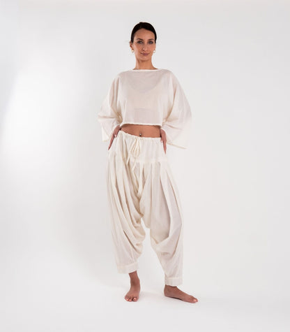 Organic Voile Patiala Pants - Natural