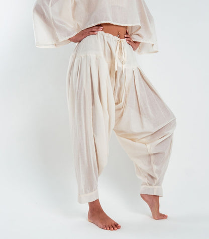 Organic Voile Patiala Pants - Natural