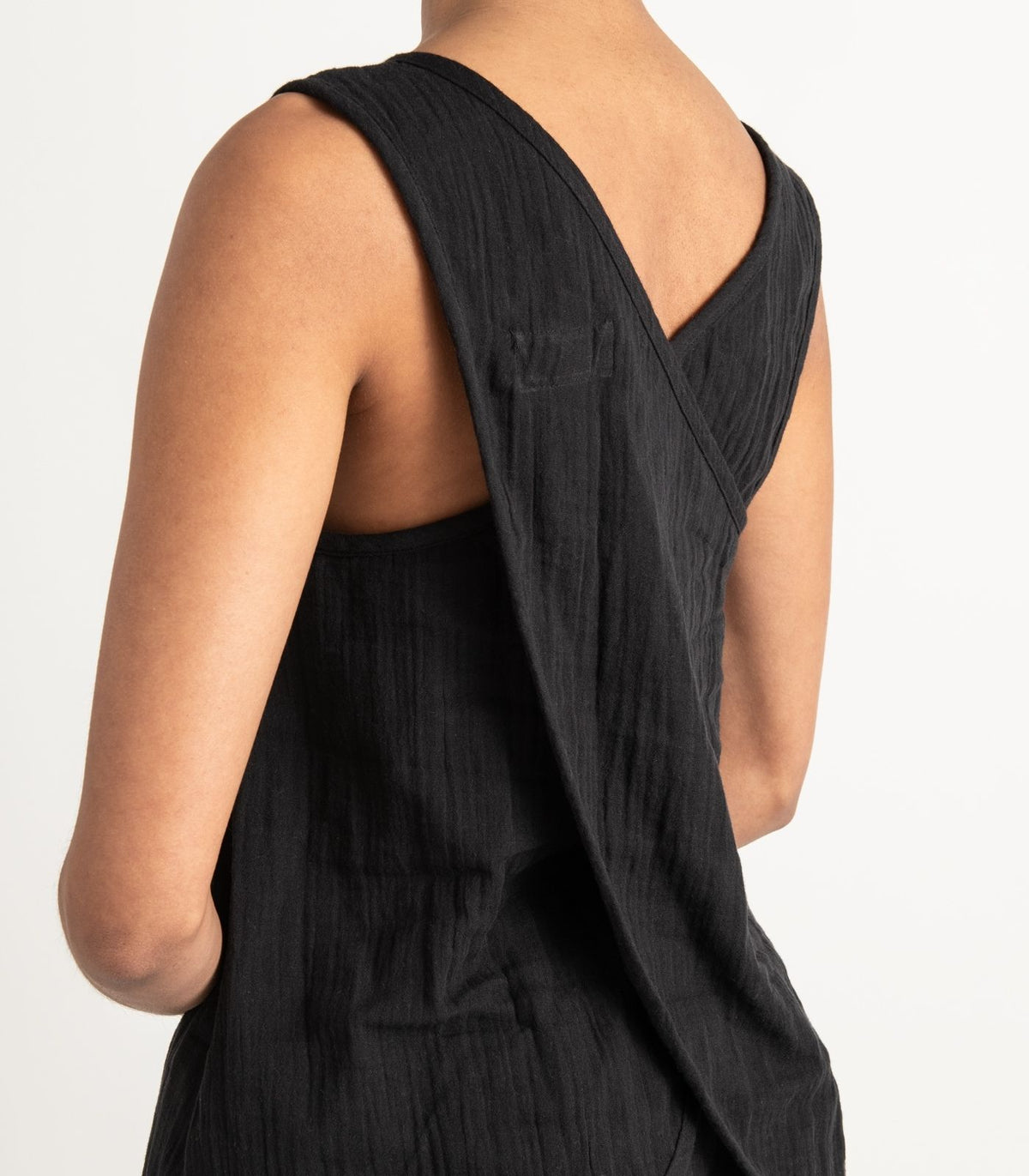 Organic Muslin Petal Tank - Black