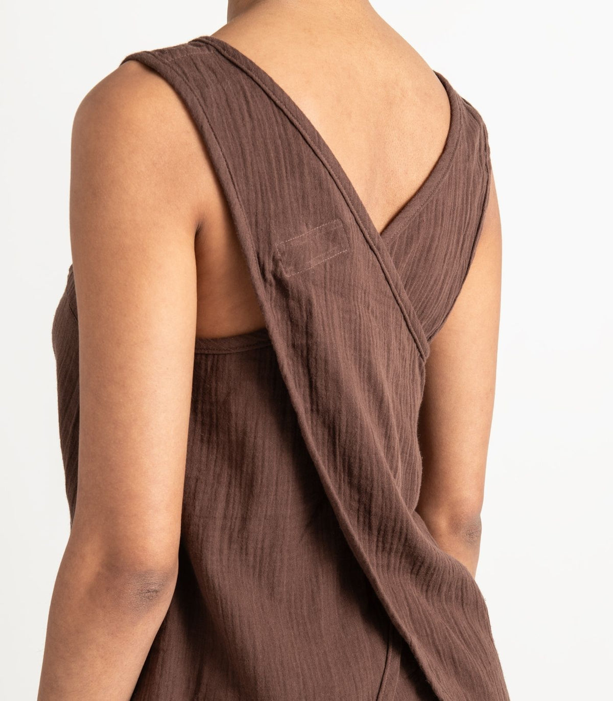 Organic Muslin Petal Tank - Chocolate
