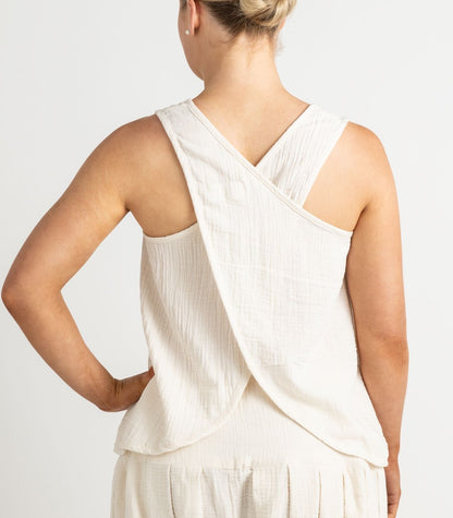 Organic Muslin Petal Tank - Natural