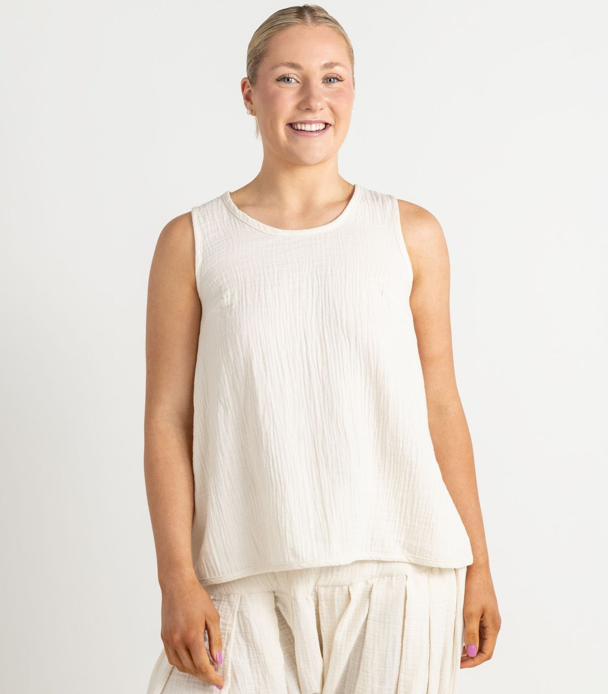 Organic Muslin Petal Tank - Natural