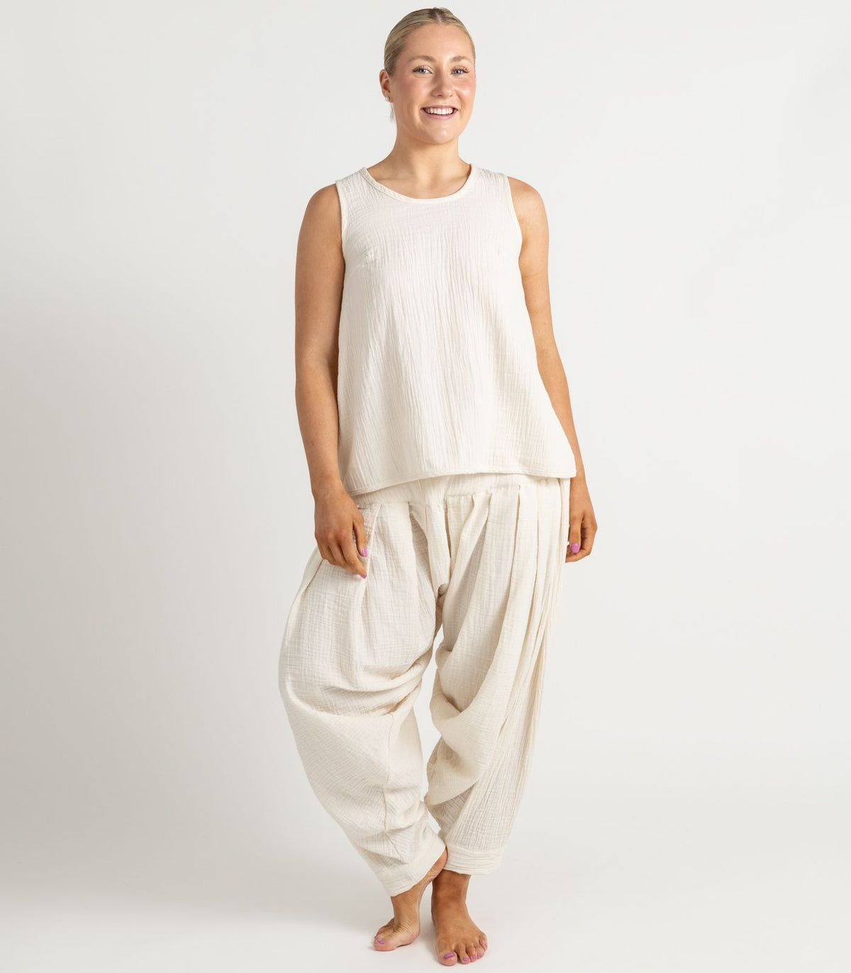 Organic Muslin Petal Tank - Natural