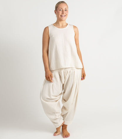 Organic Muslin Petal Tank - Natural
