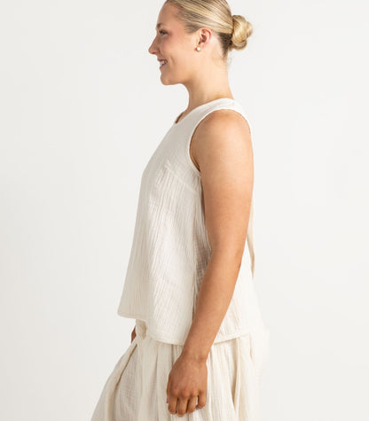 Organic Muslin Petal Tank - Natural