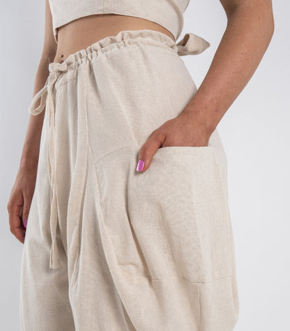 Organic Khadi Ripple Pants - Natural