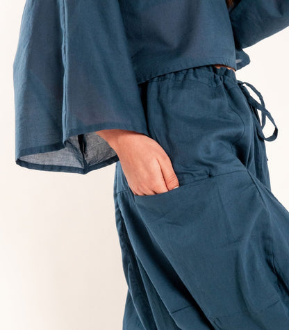 Organic Voile Ripple Pants - Indigo