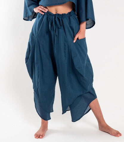 Organic Voile Ripple Pants - Indigo