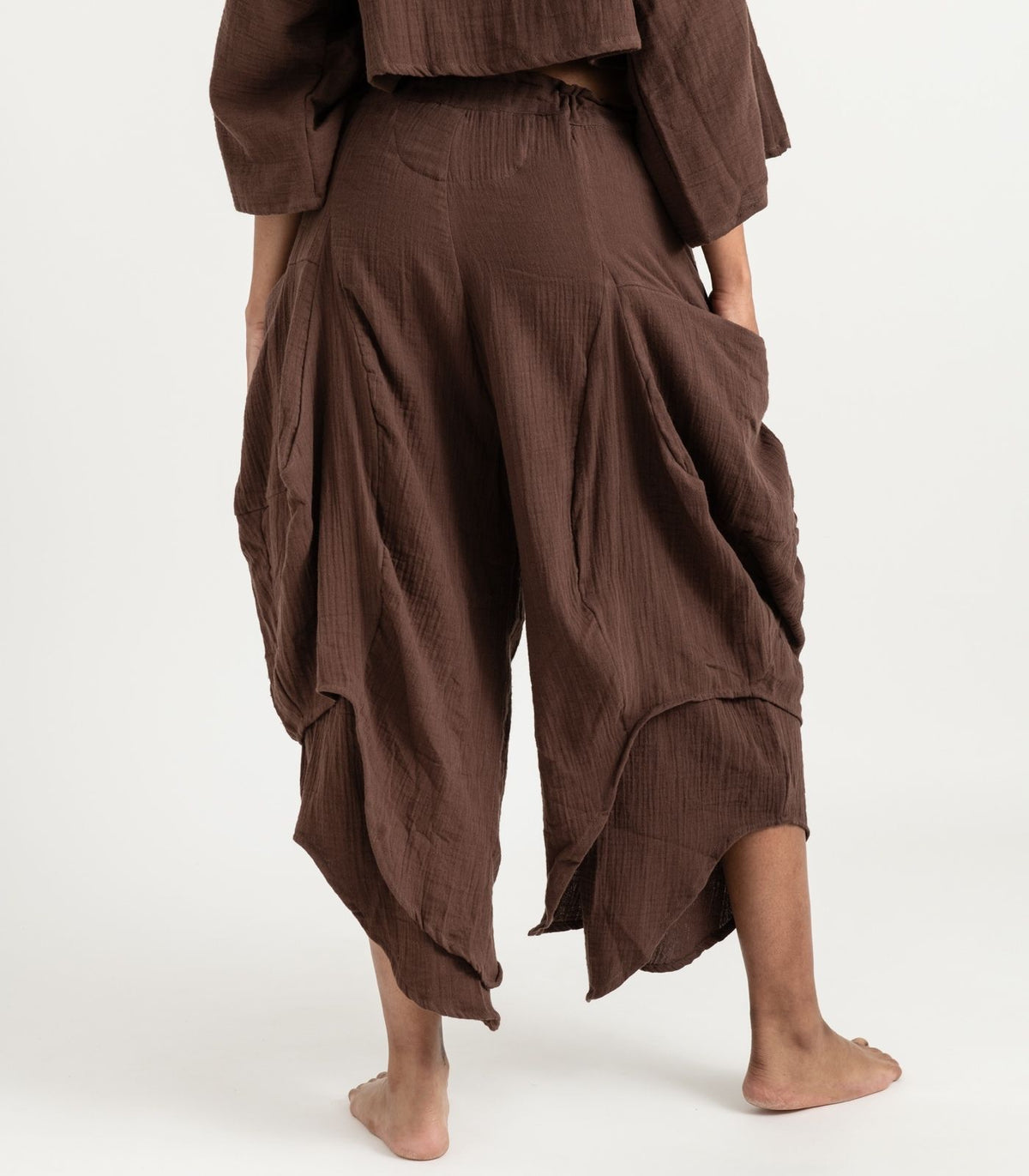 Organic Muslin Ripple Pants - Chocolate