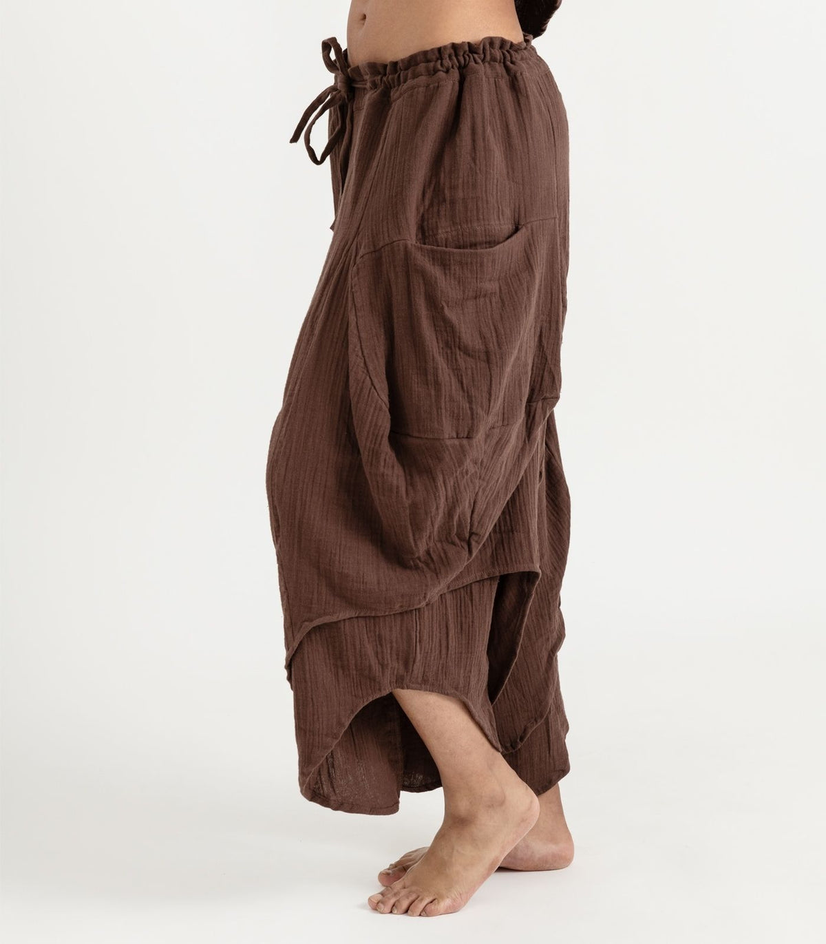 Organic Muslin Ripple Pants - Chocolate