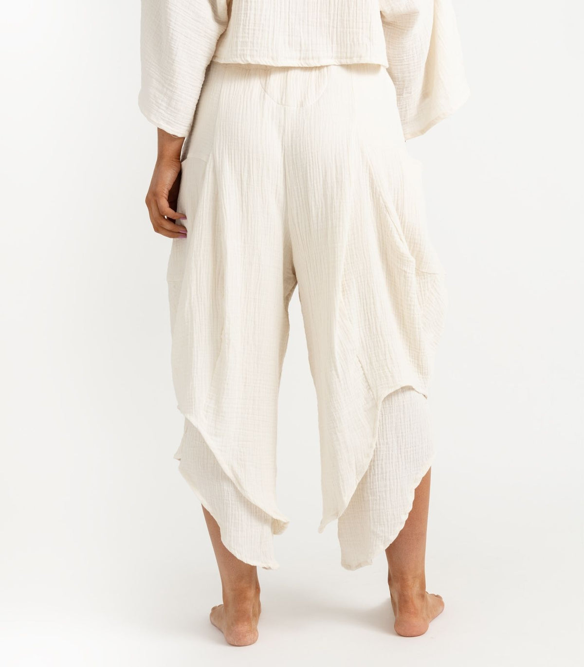 Organic Muslin Ripple Pants - Natural