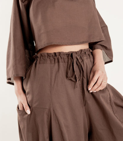 Organic Voile Ripple Pants - Chocolate 