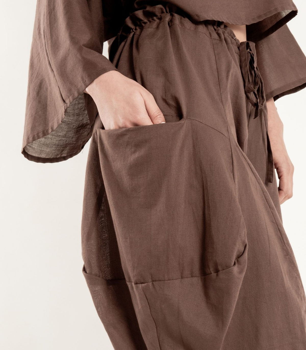 Organic Voile Ripple Pants - Chocolate 