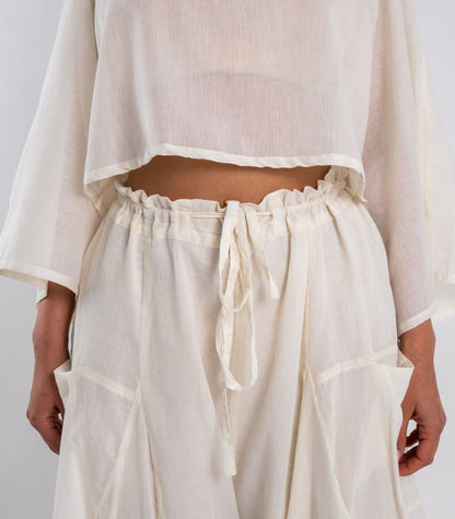 Organic Voile Ripple Pants - Natural 