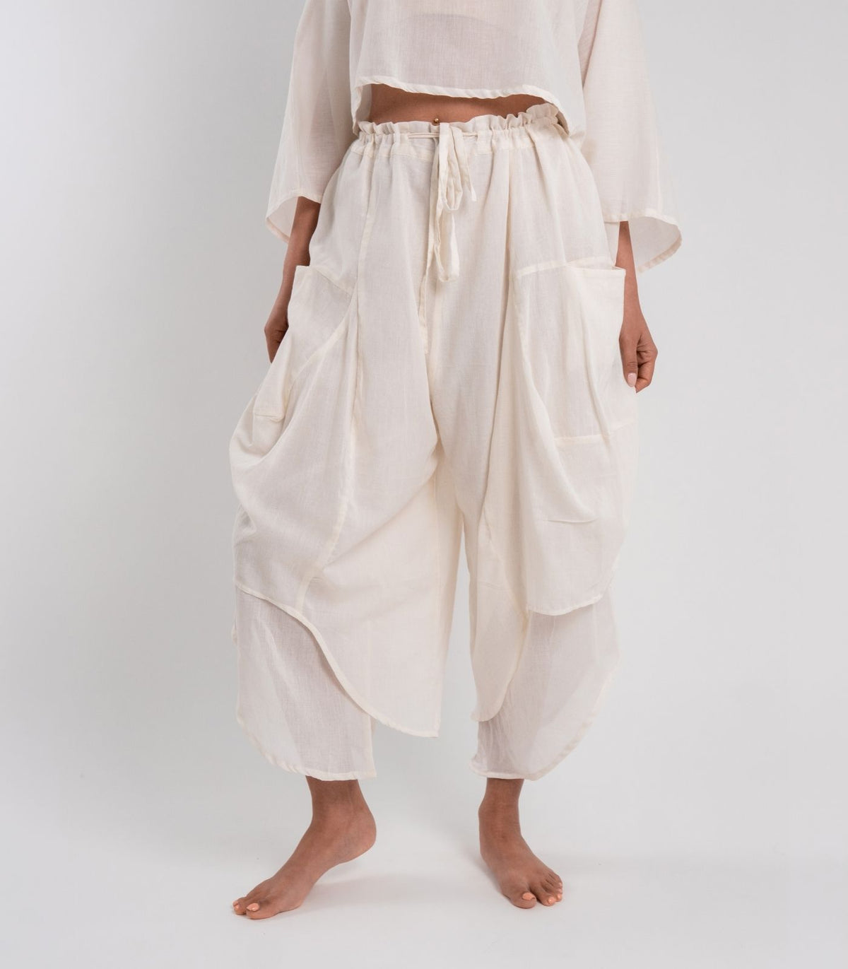 Organic Voile Ripple Pants - Natural 