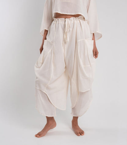 Organic Voile Ripple Pants - Natural 