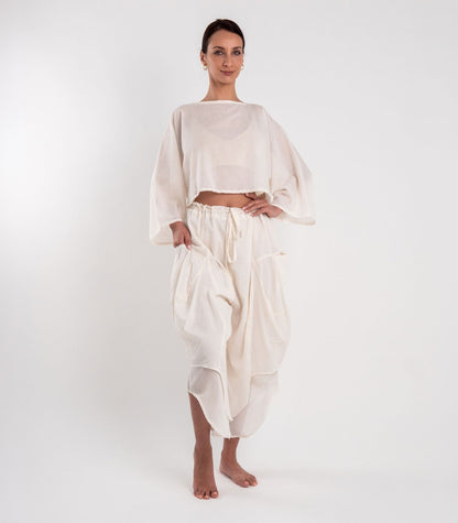 Organic Voile Ripple Pants - Natural 