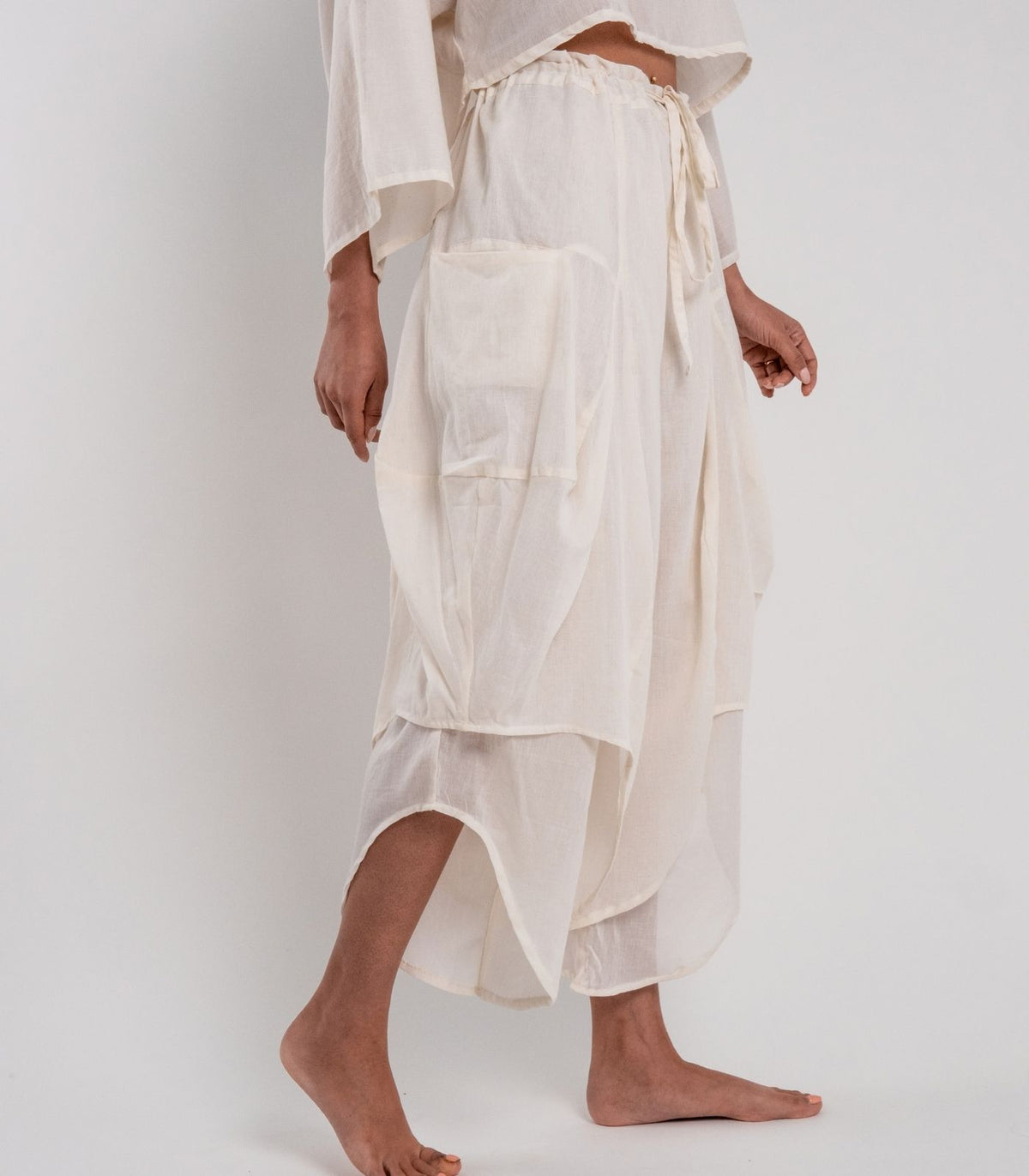 Organic Voile Ripple Pants - Natural 