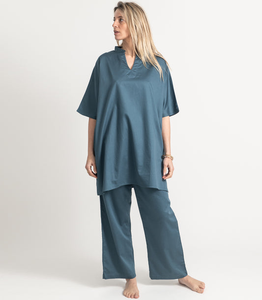 Bhumi Organic Cotton - Sateen Kurta PJ Set - Indian Teal