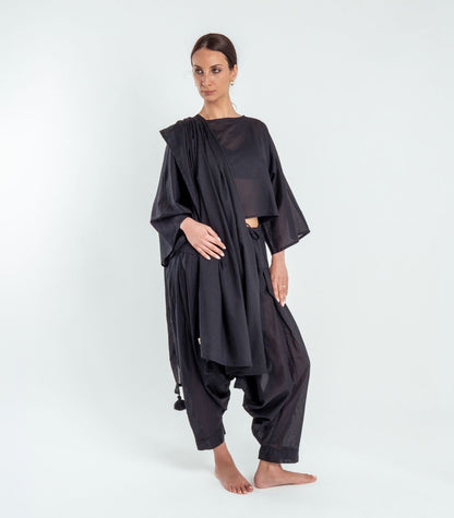 Organic Cotton Shawl (Voile) - Black